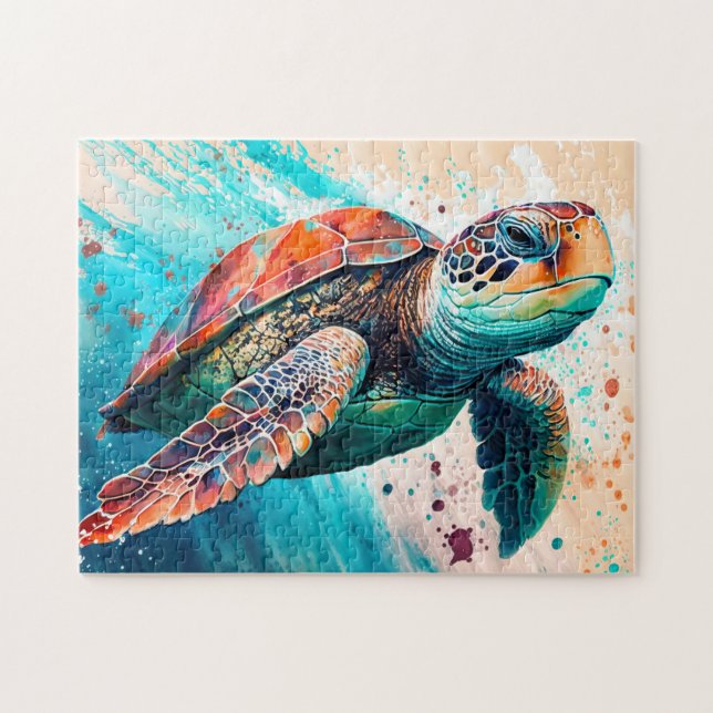 Puzzle Belle tortue de mer de couleur natation (Horizontal)