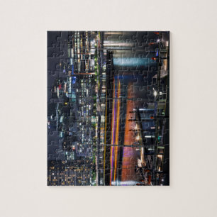 Puzzle Belle vue sur le port de nuit