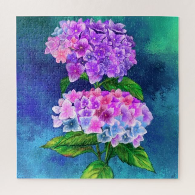 Puzzle Belles fleurs d'Hydrangea - Art Peinture Mignée (Vertical)