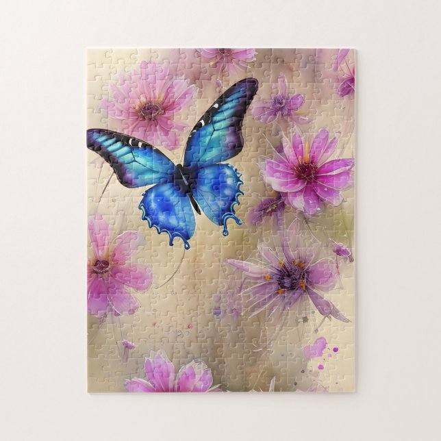 Puzzle Belles fleurs et papillon (Vertical)