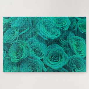 Puzzle Belles fleurs turquoises roses turquoises