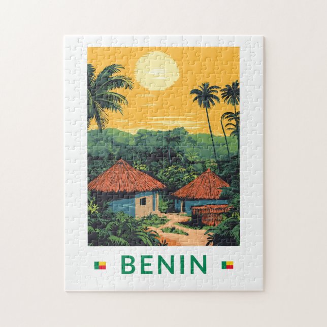 Puzzle Bénin Sunset Illustration Voyage Art Vintage (Vertical)