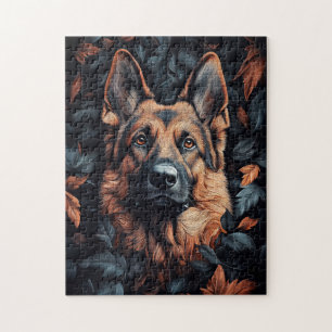 Puzzle Berger Allemand dans les feuilles