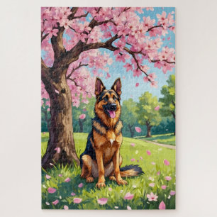 Puzzle Berger Allemand Fleur de Printemps Chien