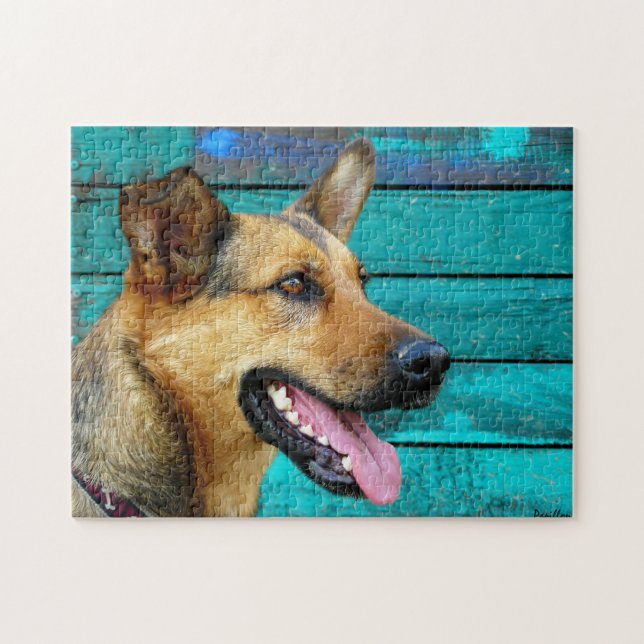 Puzzle Berger Allemand Mélanger Chien Dessin Bois (Horizontal)