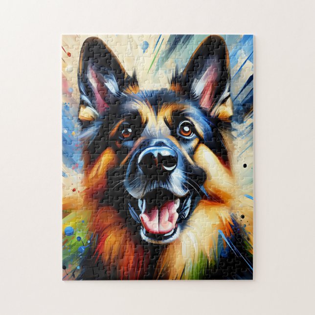 Puzzle Berger allemand noir et chien tan Acrylique Imprim (Vertical)