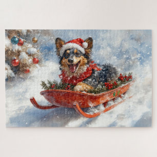 Puzzle Berger belge en luge Laisser neiger Noël