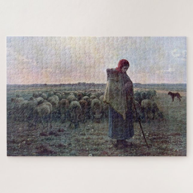 Puzzle Bergère avec son troupeau, Jean-François Millet (Horizontal)