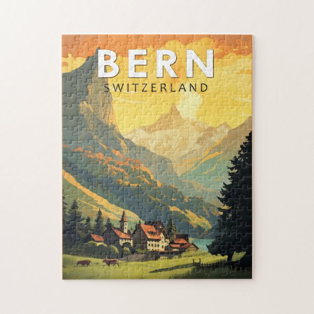 Puzzle Berne Suisse Travel Art Vintage (Vertical)