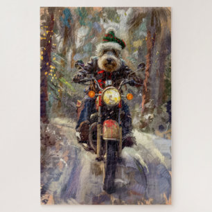 Puzzle Bernedoodle Chien équitation Moto Noël