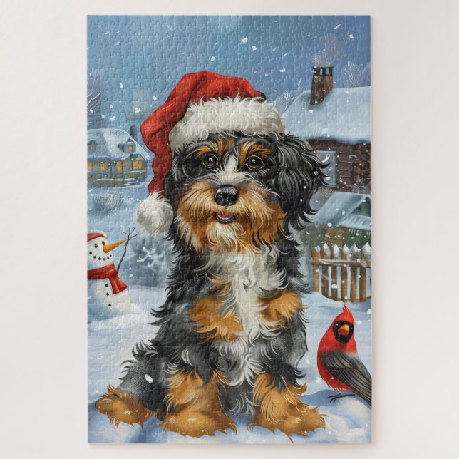 Puzzle Bernedoodle Chien Winter Wonderland Noël (Vertical)