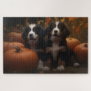 Puzzle Bernois Montagne Chiot Automne Citrouille