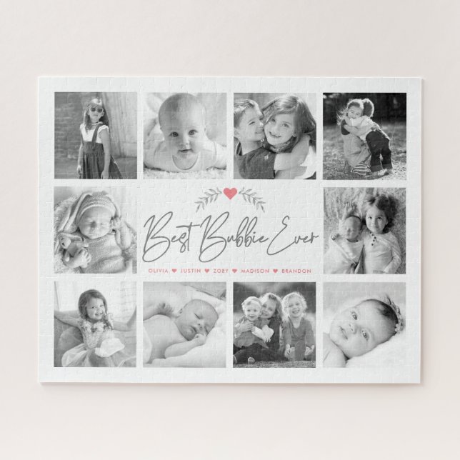 Puzzle Best Bubbie Ever Script 10 Photo Collage moderne (Horizontal)