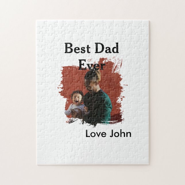Puzzle Best dad ever father's dad gift photo name simple  (Vertical)