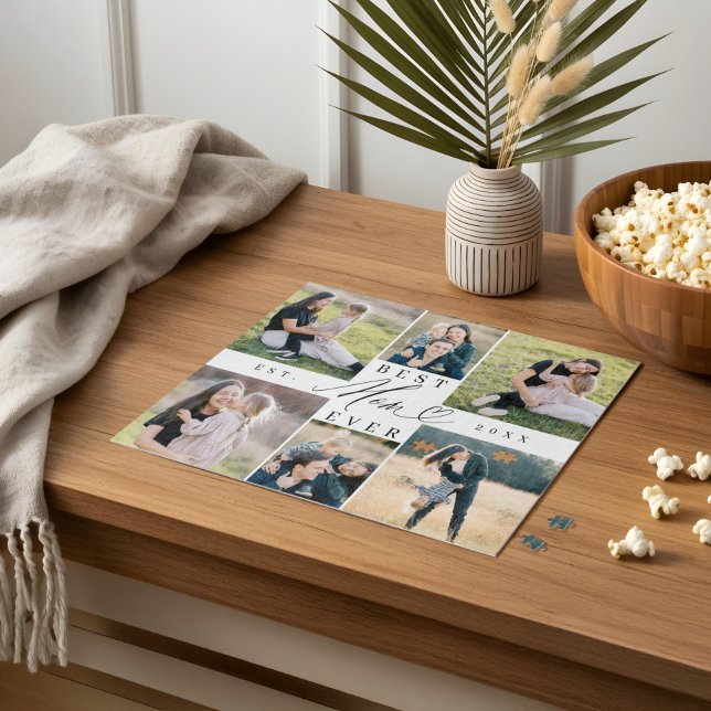 Puzzle Best Mom Ever Mom Script Heart Photo Collage (Best Mom Ever Mom Script Heart Photo Collage Jigsaw Puzzle)