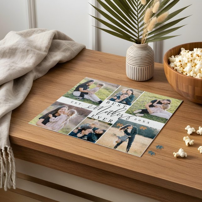 Puzzle Best Mother Ever Mom Script Heart Photo Collage (Best Mother Ever Mom Script Heart Photo Collage Jigsaw Puzzle)