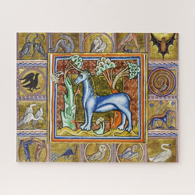 PUZZLE BESTIAIRE MÉDIÉVAL, UNICORNE, ANIMAUX FANTASTIQUES (Horizontal)