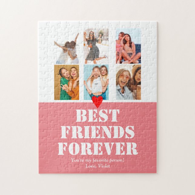 Puzzle Bestie BFF Girls Photo Collage Cadeau Personnalisé (Vertical)