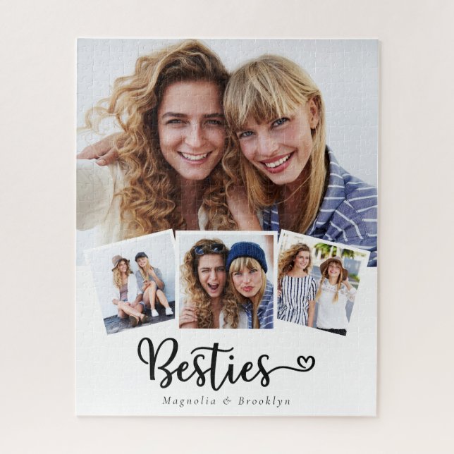 Puzzle Besties 4 Photo Collage Best Friend's (Vertical)