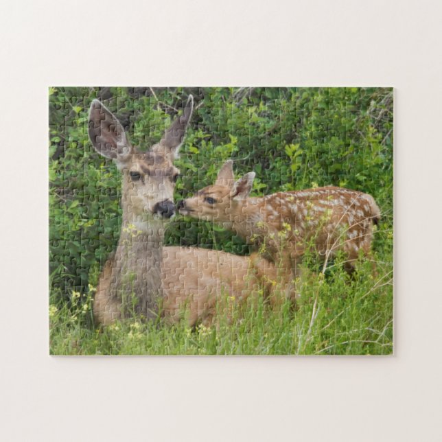 Puzzle Biche de cerf mulet avec faon (Horizontal)
