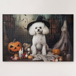 Puzzle Bichon Frise Citrouilles Halloween Épouvantable