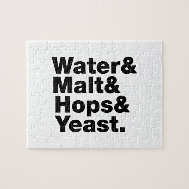 Puzzle Bière = Eau & Malt & Hops & Yeast. (Horizontal)