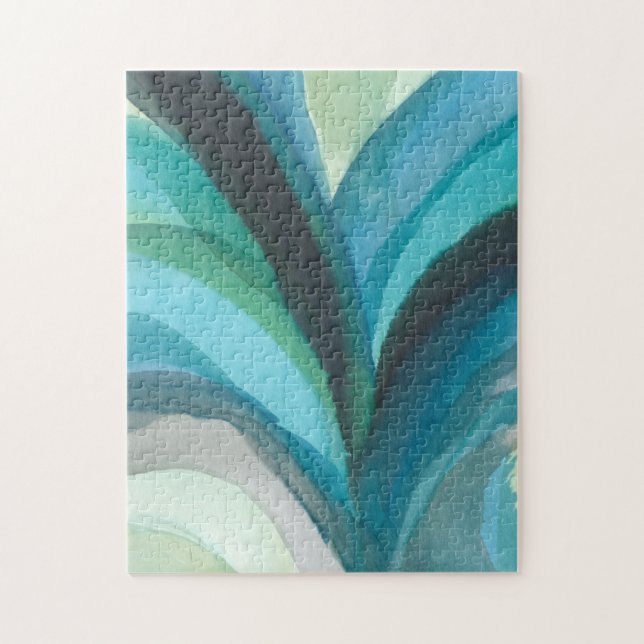 Puzzle Big Blue Leaf I (Vertical)