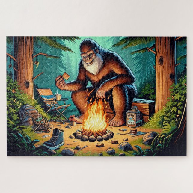 Puzzle Bigfoot and the Campfire S’mores, Bigfoot Campfire (Horizontal)