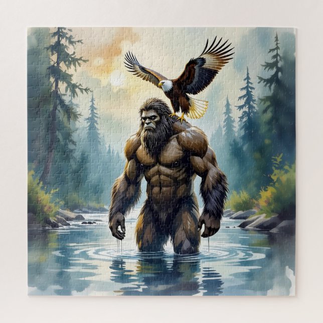 Puzzle Bigfoot avec un aigle sur son épaule (Vertical)