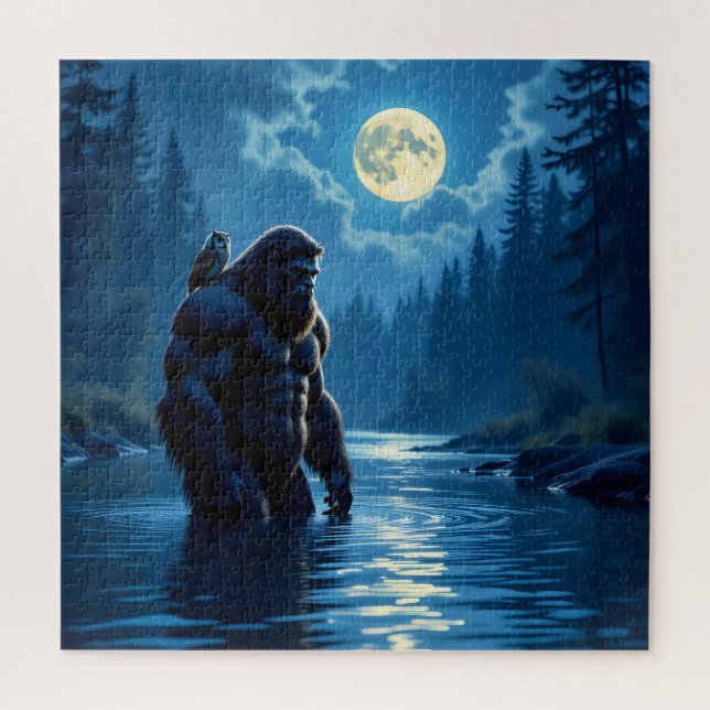 Puzzle Bigfoot avec un hibou sur son épaule (Vertical)