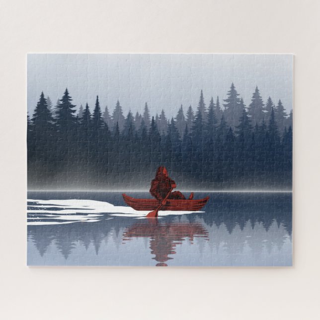 Puzzle Bigfoot Lake Canoe Forêt sauvage de pins (Horizontal)