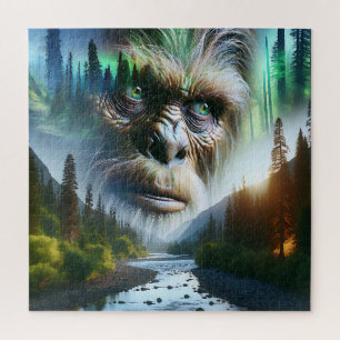 Puzzle Bigfoot, montagnes, rivière et forêt