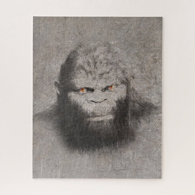 PUZZLE BIGFOOT SASQUATCH DESSIN PORTRAIT ORANGE YEUX (Vertical)
