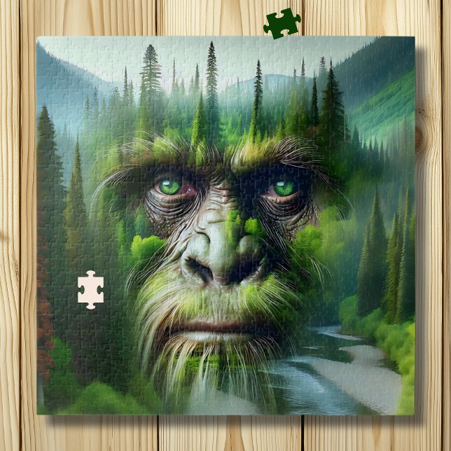 Puzzle Bigfoot Sasquatch Double exposition avec forêt (Créateur téléchargé)