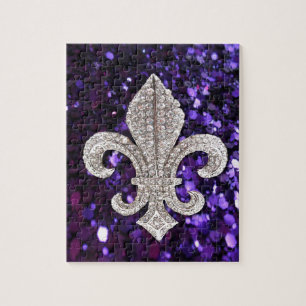 Puzzle Bijou étincelant Fleur De Lis Sequins Violet