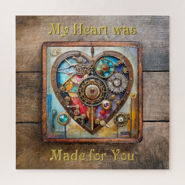 Puzzle Bijoux Et Vitrail Coeur Série Steampunk (Vertical)