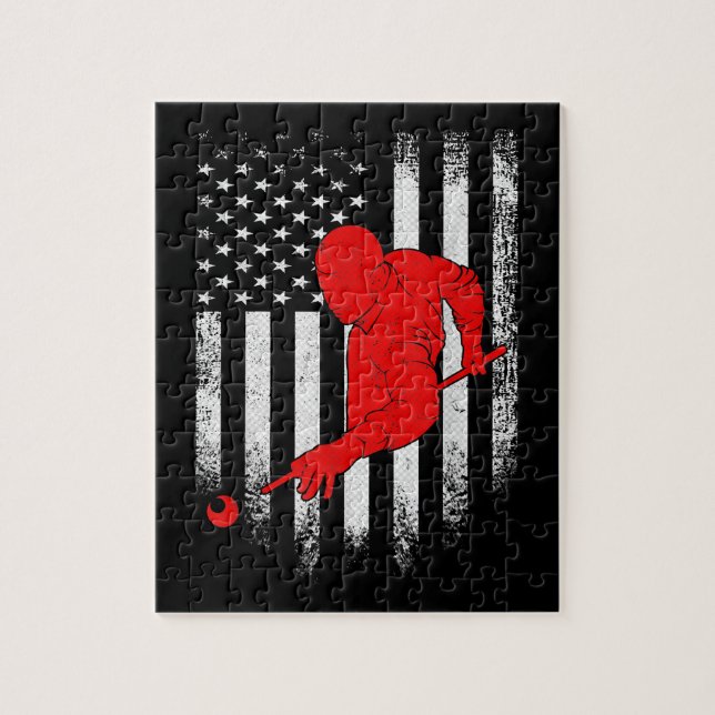 Puzzle Billard Lover | American Flag Billiards Gift (Vertical)