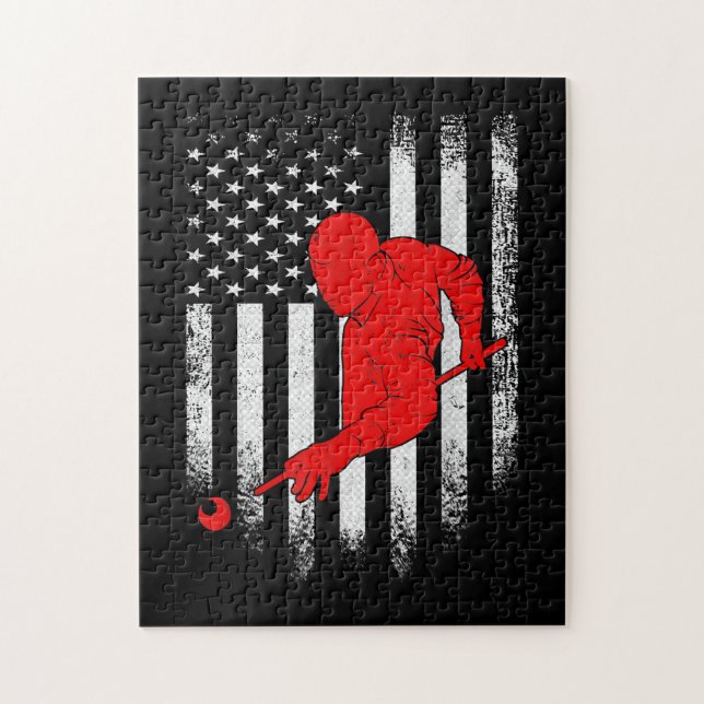 Puzzle Billard Lover | American Flag Billiards Gift (Vertical)