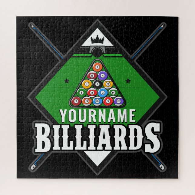Puzzle Billard personnalisé NOM Cue Rack Pool Room (Vertical)