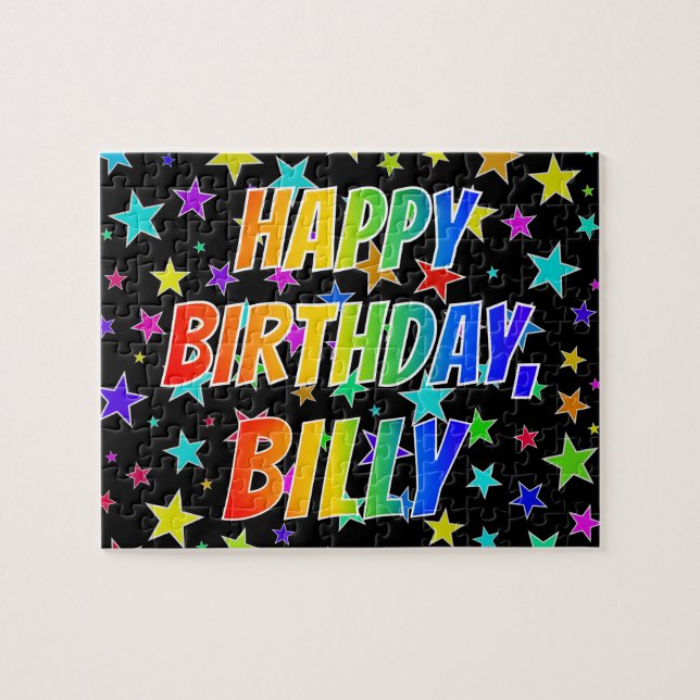 Puzzle "BILLY" Prénom, Amusant "HEUREUX ANNIVERSAIRE" (Horizontal)