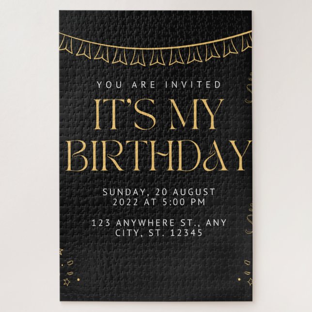 Puzzle birthday invitation card (Vertical)