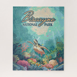 Puzzle Biscayne National Park Florida Turtle Coral Card
