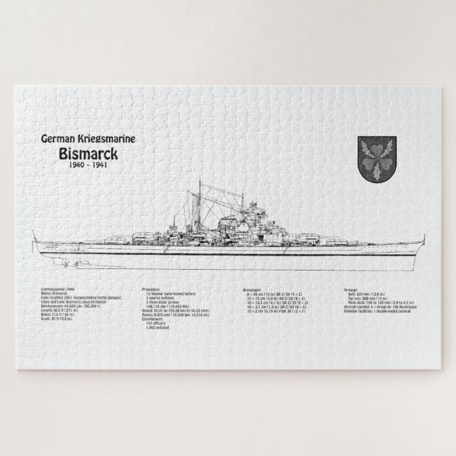 Puzzle Bismarck - Plan du plan de bataille BD (Horizontal)