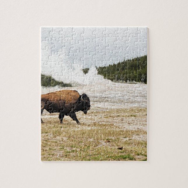 Puzzle Bison et vieux fidèle (Vertical)