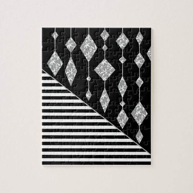 Puzzle Black and white, abstract, geometric, simple, scan (Vertical)
