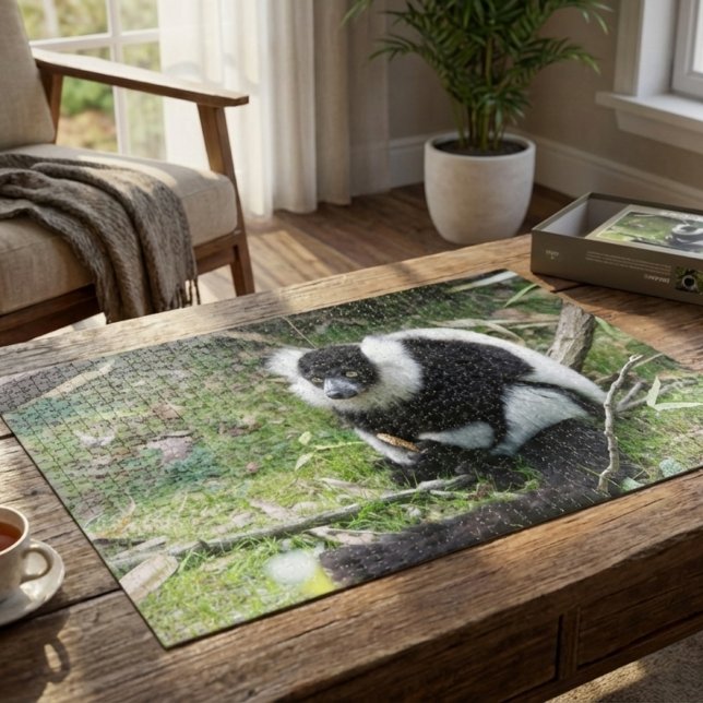 Puzzle Black and White Ruffed Lemur: Wildlife Photography (Créateur téléchargé)