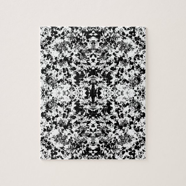 Puzzle Black And White Shapes Pattern (Vertical)