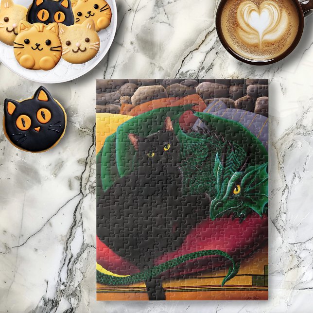 Puzzle Black Cat Green Dragon (Créateur téléchargé)