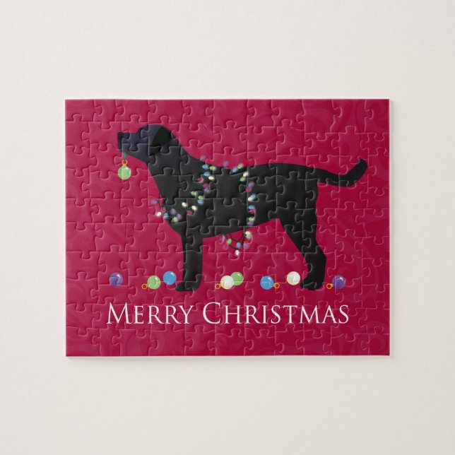 Puzzle Black Lab Joyeux Noël Design (Horizontal)