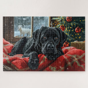 Puzzle Black Labrador Chien Festive de Noël